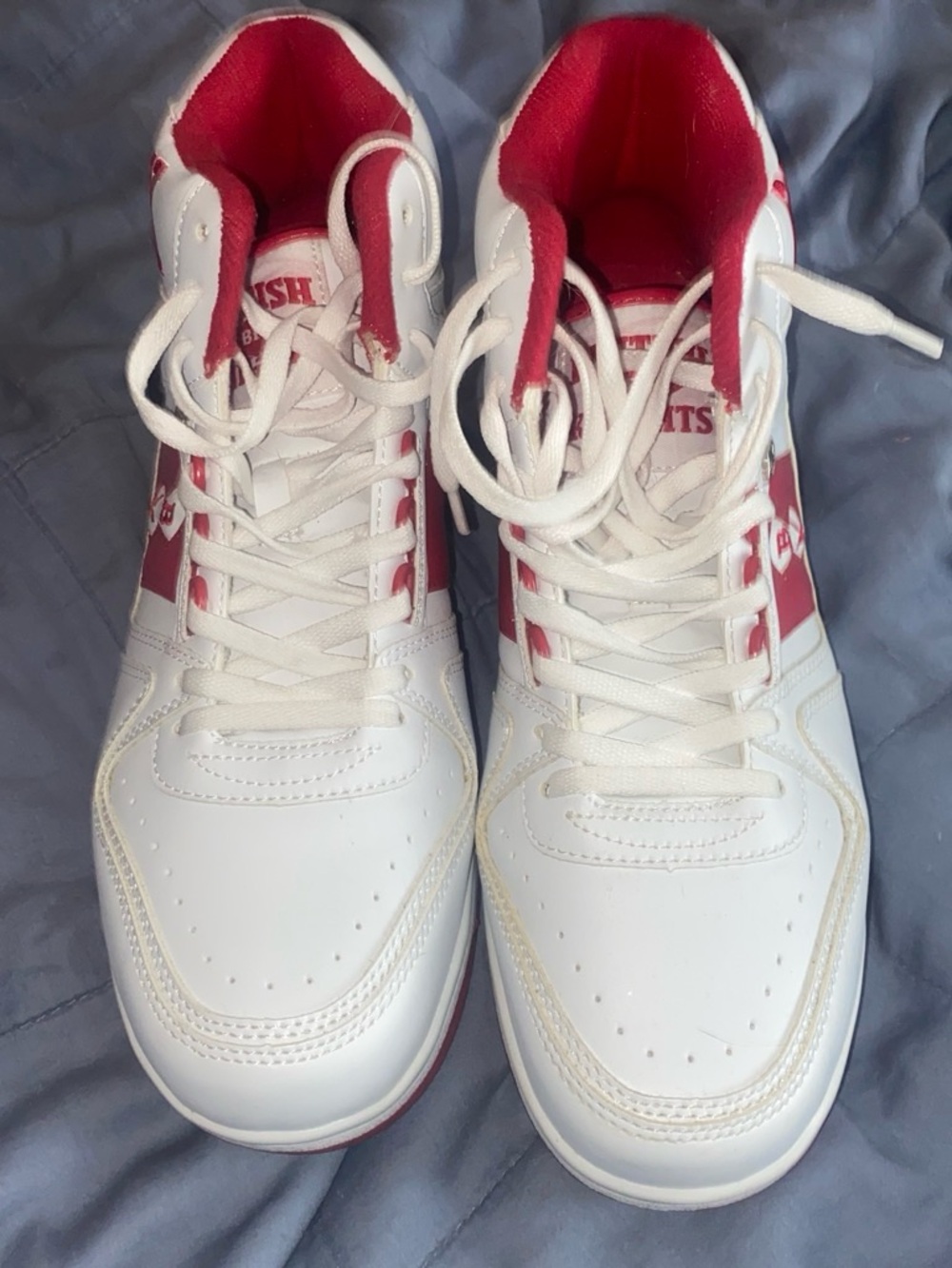 White & Red Men's High-Top Sneakers